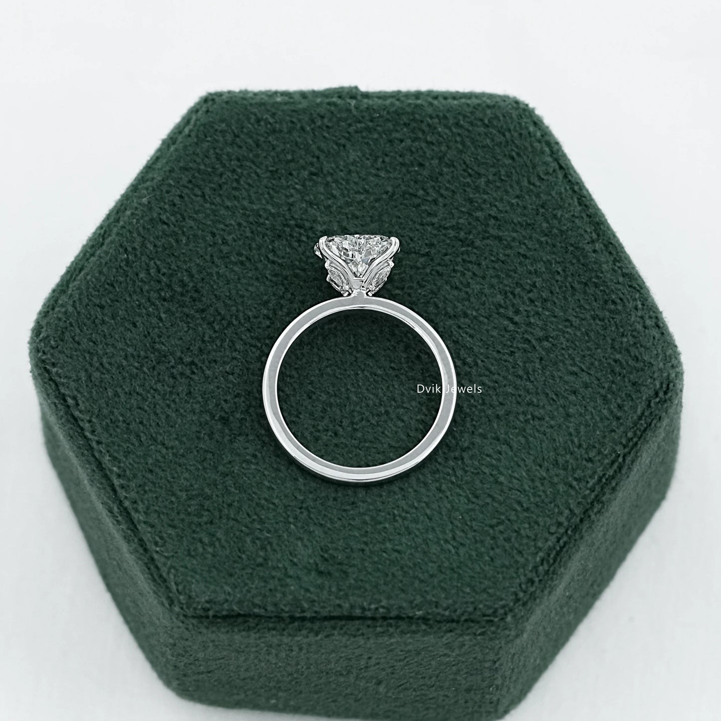 Tulip Hidden Halo Heart Diamond Solitaire Ring