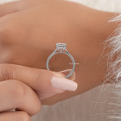 Tulip Set Hidden Halo Square Radiant Cut Ring