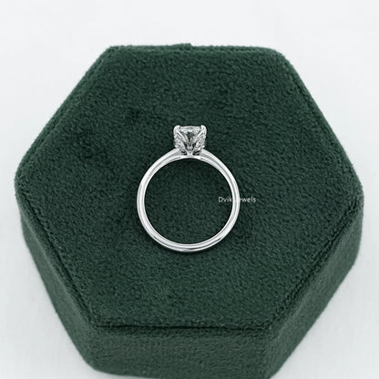 Radiant Cut Tulip Basket Hidden Halo Ring