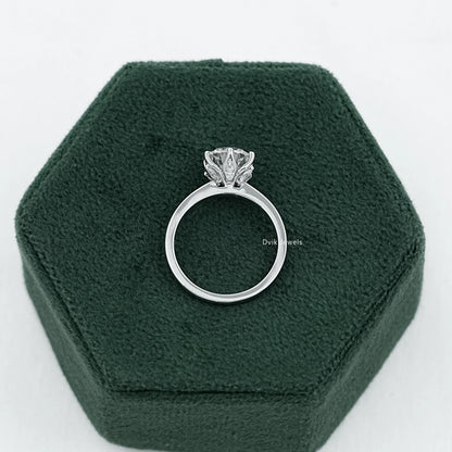 Round Cut Tulip Basket Set Engagement Ring