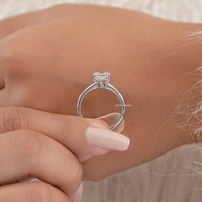 Asscher Lab Diamond Tulip Basket Solitaire Ring Ring