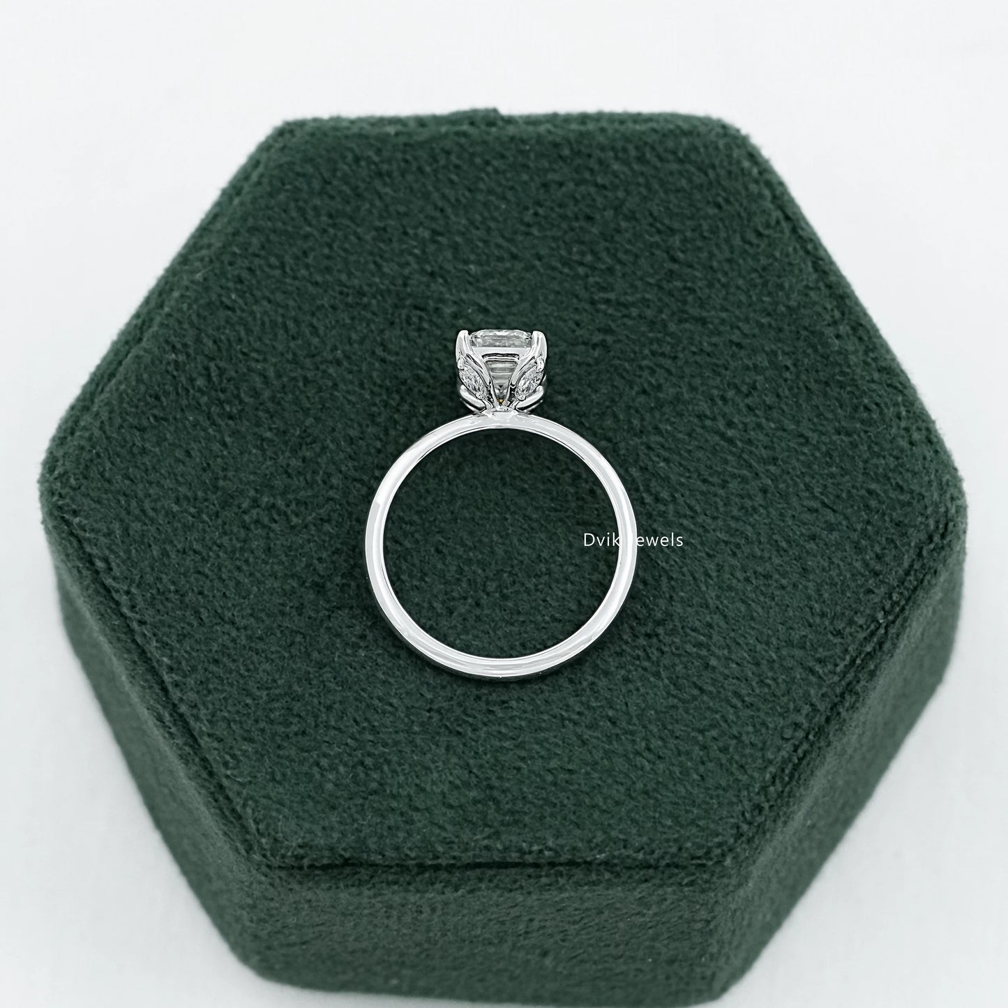 Emerald Cut Tulip Set Hidden Halo Ring