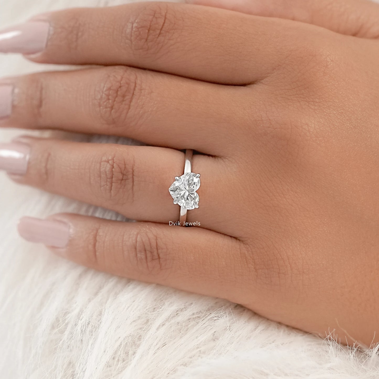 Tulip Hidden Halo Heart Diamond Solitaire Ring