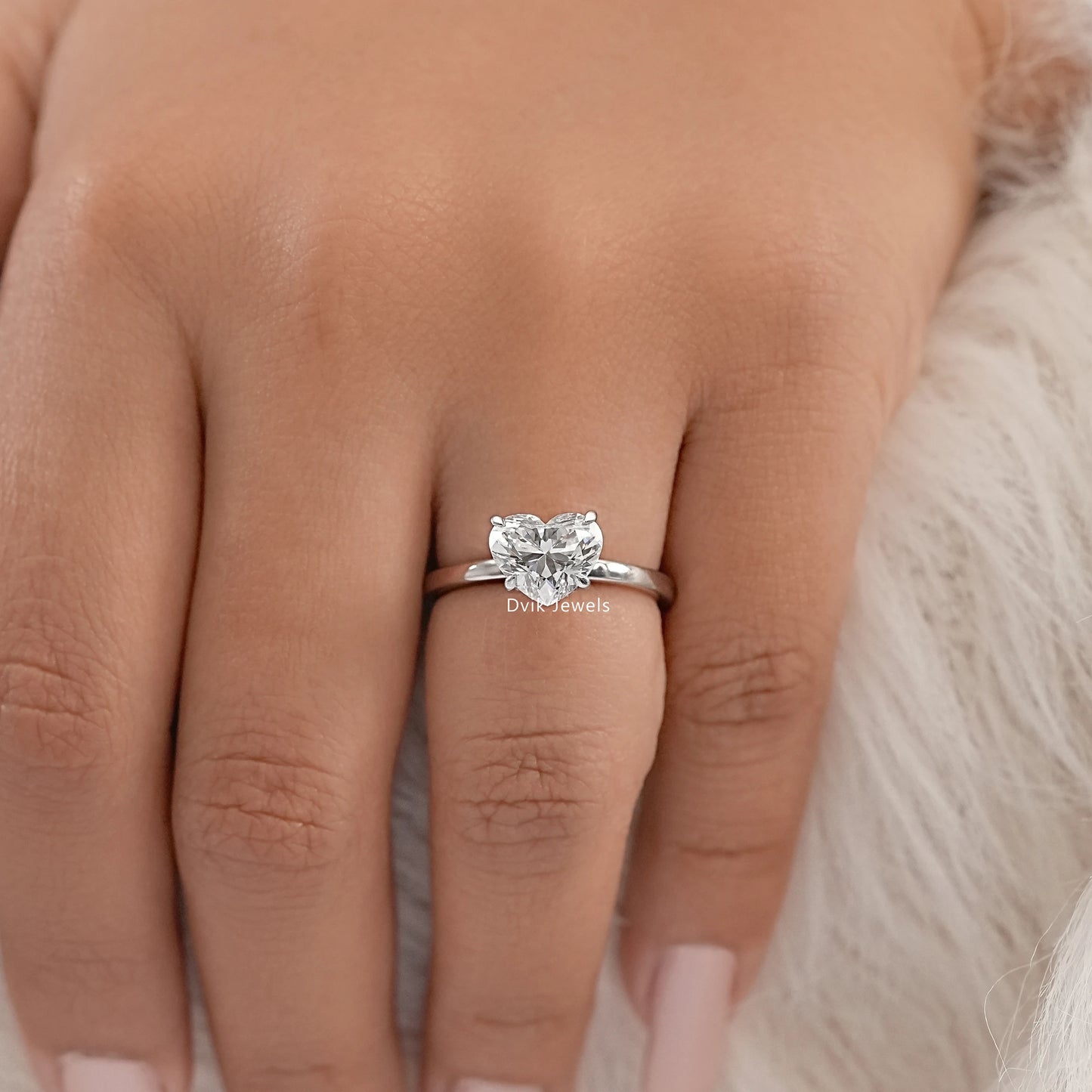 Tulip Hidden Halo Heart Diamond Solitaire Ring