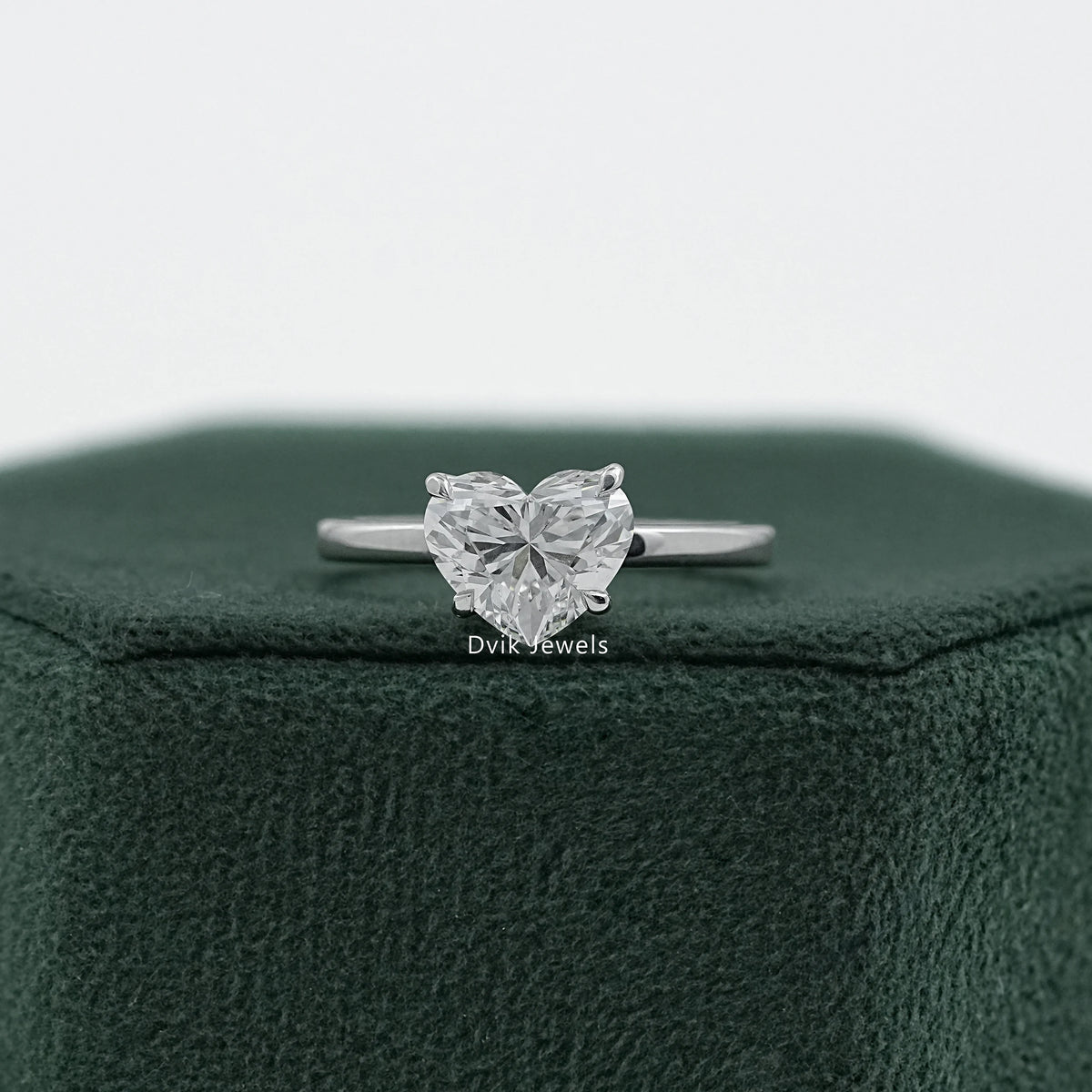 Tulip Hidden Halo Heart Diamond Solitaire Ring Ring