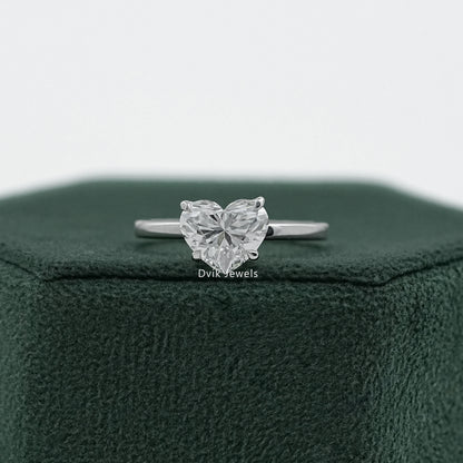 Tulip Hidden Halo Heart Diamond Solitaire Ring