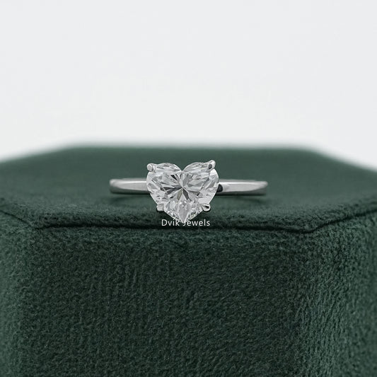 Tulip Hidden Halo Heart Diamond Solitaire Ring Ring