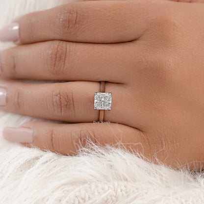 Tulip Set Hidden Halo Square Radiant Cut Ring