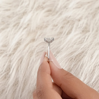 Radiant Cut Tulip Basket Hidden Halo Ring