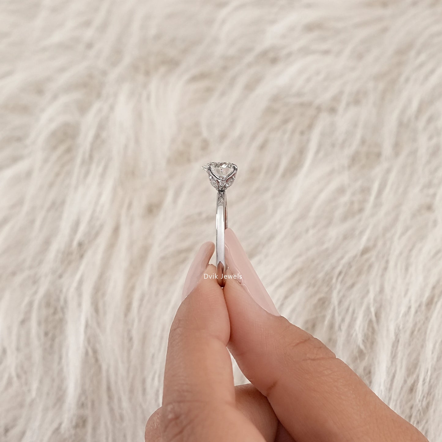 Tulip Hidden Halo Heart Diamond Solitaire Ring