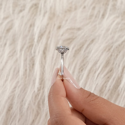 Lab Grown Oval Diamond Tulip Engagement Ring