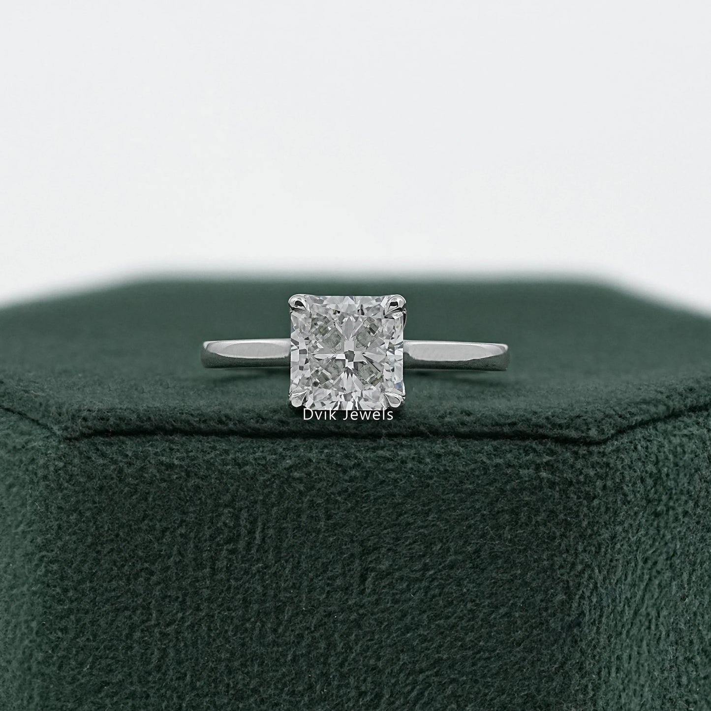 Tulip Set Hidden Halo Square Radiant Cut Ring