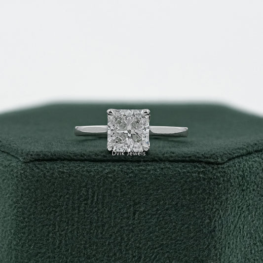 Tulip Set Hidden Halo Square Radiant Cut Ring