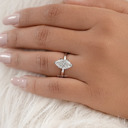 Tulip Set Marquise Cut Lab Diamond Engagement Ring