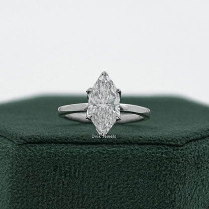 Tulip Set Marquise Cut Lab Diamond Engagement Ring