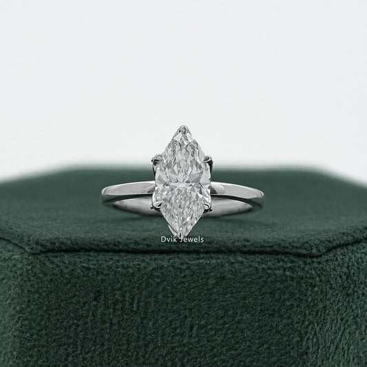 Tulip Set Marquise Cut Lab Diamond Engagement Ring Ring