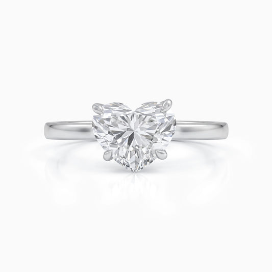 Tulip Hidden Halo Heart Diamond Solitaire Ring Ring