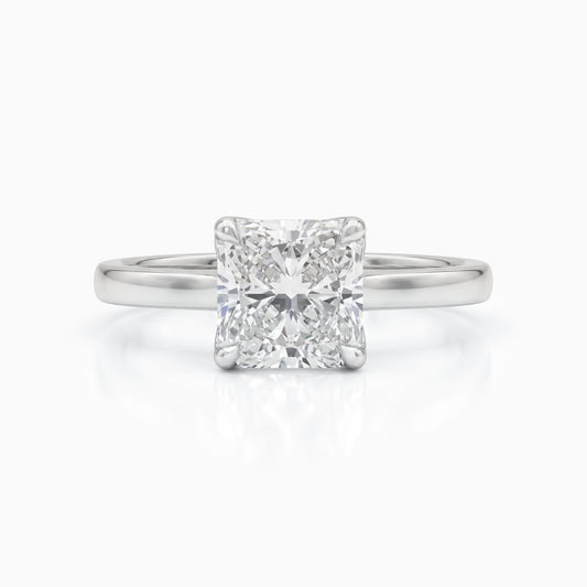 Tulip Set Hidden Halo Square Radiant Cut Ring
