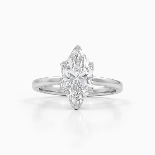 Tulip Set Marquise Cut Lab Diamond Engagement Ring