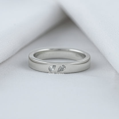 Dvik Jewels twin pear cut lab diamond sleek band in white gold