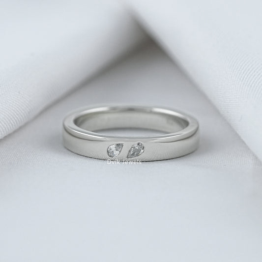 Dvik Jewels twin pear cut lab diamond sleek band in white gold