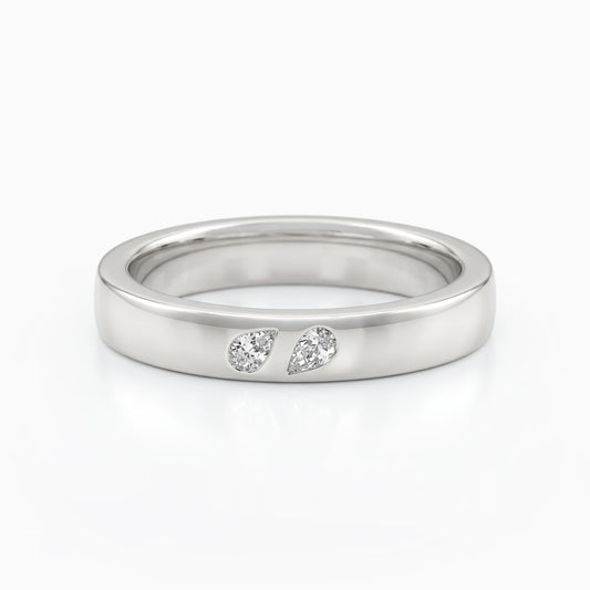 Twin Pear Cut Lab Diamond Sleek Band Band