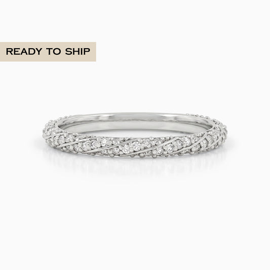 Twist Round Cut Pave Diamond Band