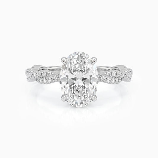 Twist Shank Oval Accent Diamond Ring Ring