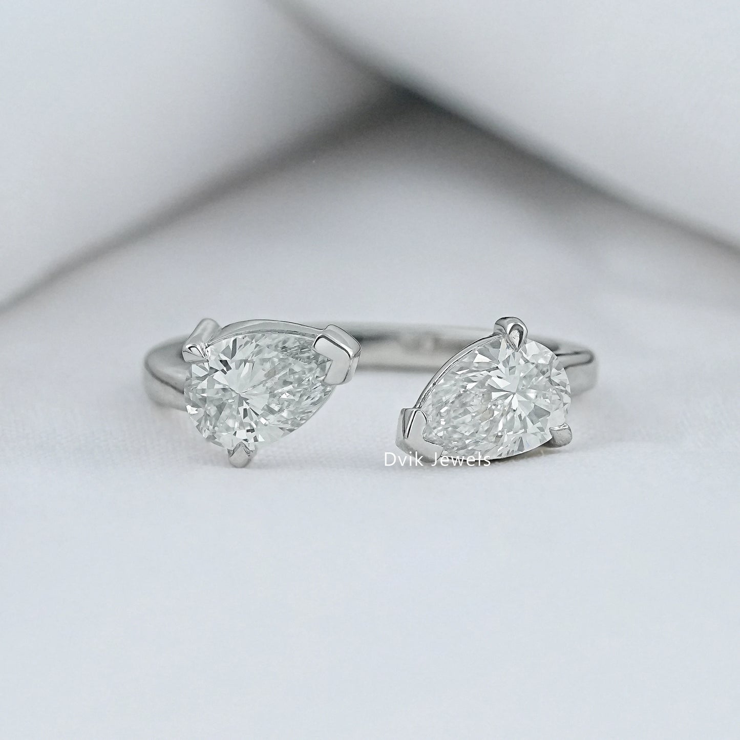 Two Pear Cut Lab Diamond Bypass Ring Ring