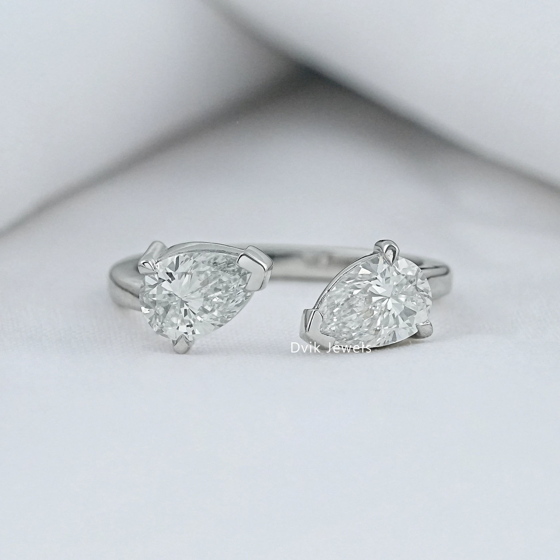 Two Pear Cut Lab Diamond Bypass Ring Ring