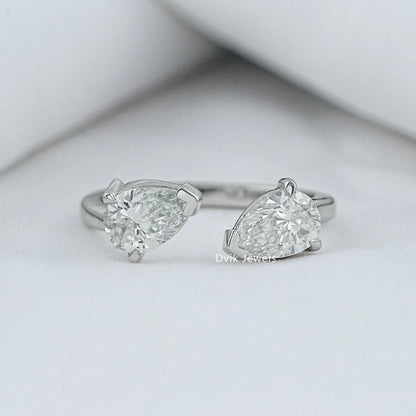 Two Pear Cut Lab Diamond Bypass Ring Ring