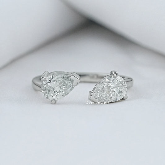 Two Pear Cut Lab Diamond Bypass Ring Ring