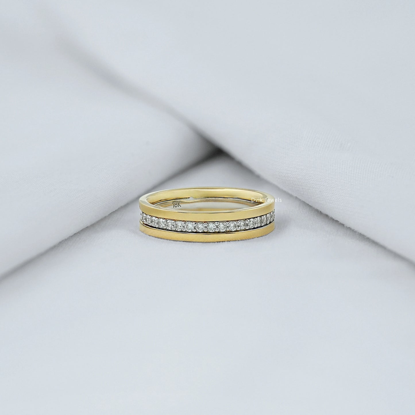 Round Cut Lab Grown Diamond Two Tone Men's Band Band
