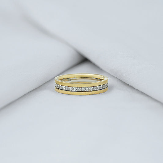Round Cut Lab Grown Diamond Two Tone Men's Band Band