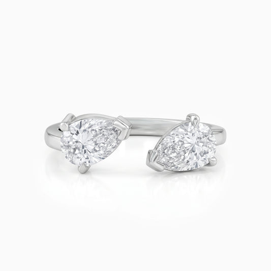 Two Pear Cut Lab Diamond Bypass Ring Ring