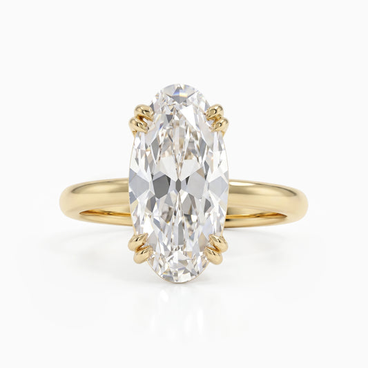 Two Prong Set Old Mine Moval Cut Lab Diamond Solitaire Ring Ring