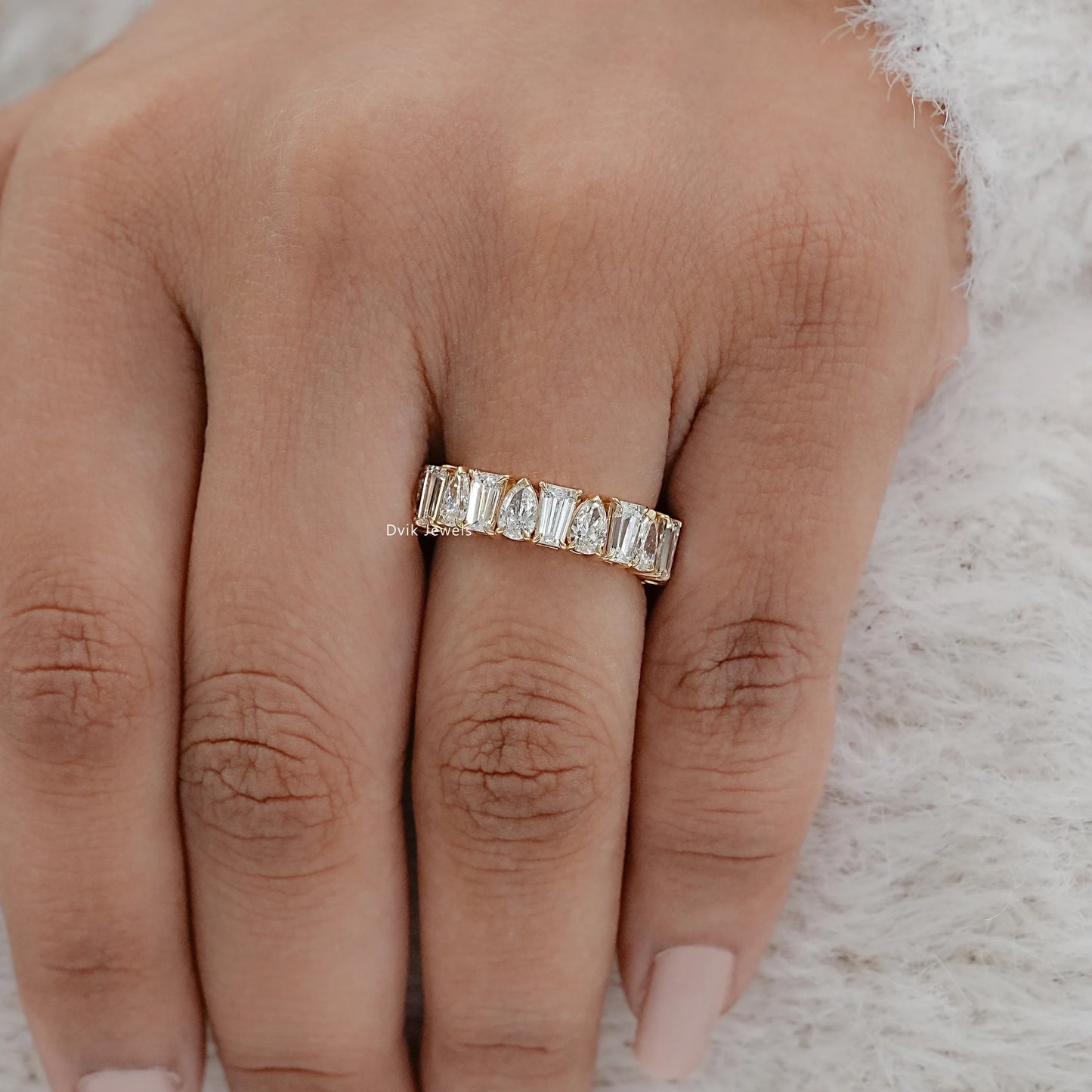 Pear And Tapered Baguette Diamond Eternity Band