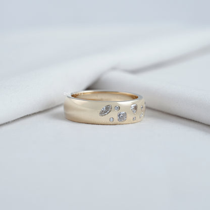 Flush Set Mixed Cut Lab Diamond Scatter Band Band