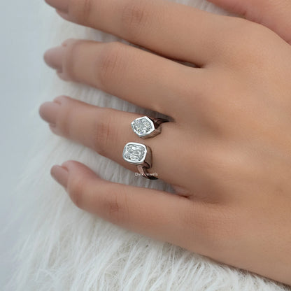 Criss Cut & Step Cut Moval Lab Diamond Toi Moi Ring Ring