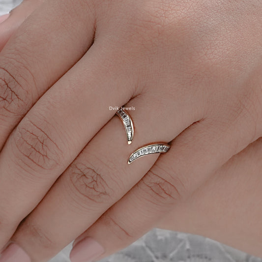 V Shape Tapered Baguette Cut Lab Diamond Curved Band