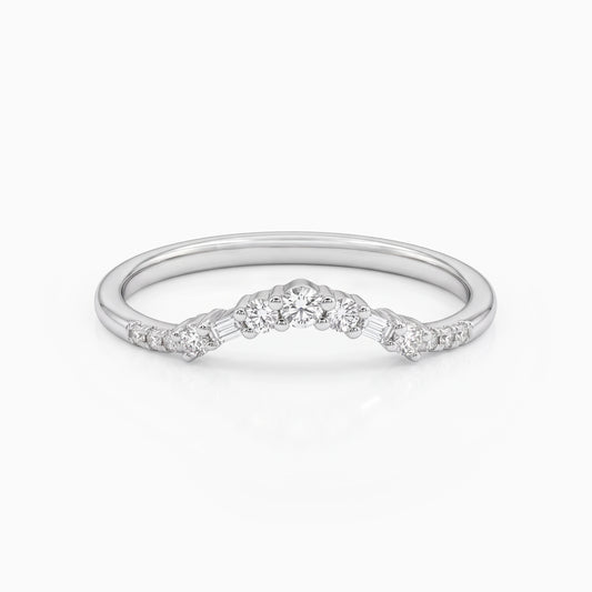 V Shaped Baguette And Round Lab Diamond Ring