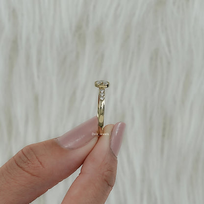 Old Mine Cushion Cut Lab Diamond Bezel Set Accent Ring