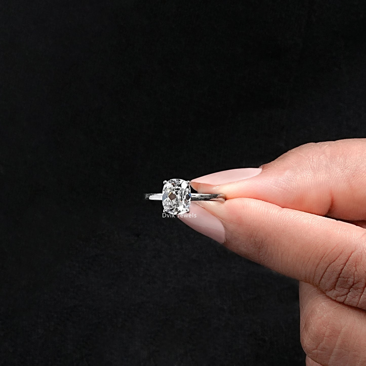 Old Mine Cushion Diamond Solitaire Ring