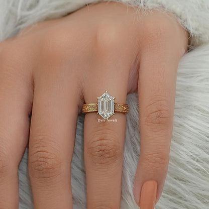 Dutch Marquise Lab Diamond Art Deco Engraved Solitaire Ring Ring