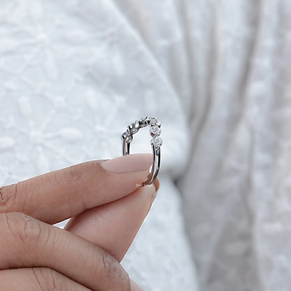 Round Lab Diamond Curved Wedding Band
