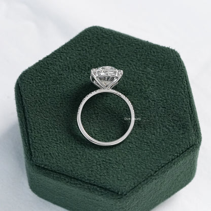 7 CT Oval Cut Lab Diamond Accent Set Ring