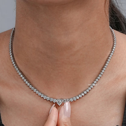 Round And Heart Cut Lab Diamond Tennis Necklace