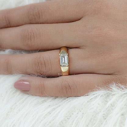 Model hand wear Lab Diamond Emerald Cut Solitaire Engagement Ring, best for special occasions