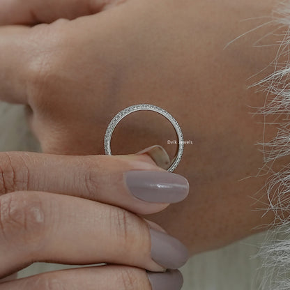 Multi Row Pavé Lab Diamond Wide Band