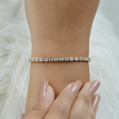Emerald Cut Lab Diamond Bezel Set Tennis Bracelet Bracelet